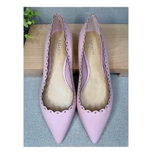 Coach Pink Leather Scalloped Studded Pointed Toe Ballet Flats Womens 8 B NWOT